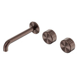 Nero Serenity Wall Basin Set 185mm Offset Spout w/ Metal Handle Brushed Bronze 24D064BZ - Tapware 3 Piece