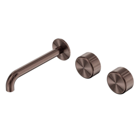 Nero Serenity Wall Basin Set 185mm Offset Spout w/ Metal Handle Brushed Bronze 24D064BZ - Tapware 3 Piece
