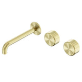 Nero Serenity Wall Basin Set 185mm Offset Spout w/ Metal Handle Brushed Gold 24D064BG - Tapware 3 Piece
