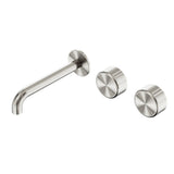 Nero Serenity Wall Basin Set 185mm Offset Spout w/ Metal Handle Brushed Nickel 24D064BN - Tapware 3 Piece