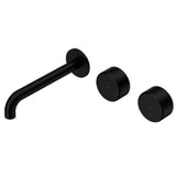 Nero Serenity Wall Basin Set 185mm Offset Spout w/ Metal Handle Matte Black 24D064MB - Tapware 3 Piece