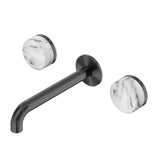 Nero Serenity Wall Basin Set 185mm Spout w/ Arabescato Corchia Handle Gunmetal 24D044GM - Tapware 3 Piece