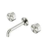 Nero Serenity Wall Basin Set 185mm Spout w/ Metal Handle Brushed Nickel 24D046BN - 3-Piece Tapware