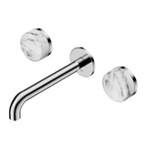Nero Serenity Wall Basin Set 220mm Spout w/ Arabescato Corchia Handle Chrome 24D050CH - 3-Piece Tapware