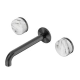 Nero Serenity Wall Basin Set 220mm Spout w/ Arabescato Corchia Handle Gunmetal 24D050GM - 3-Piece Tapware