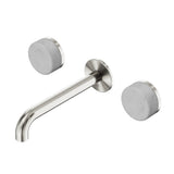 Nero Serenity Wall Basin Set 220mm Spout w/ Carrara Handle Brushed Nickel 24D047BN - Tapware 3 Piece