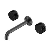 Nero Serenity Wall Basin Set 220mm Spout w/ Marquina Black Handle Gunmetal 24D123GM - Tapware 3 Piece