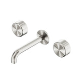 Nero Serenity Wall Basin Set 220mm Spout w/ Metal Handle Brushed Nickel 24D052BN - Tapware 3 Piece
