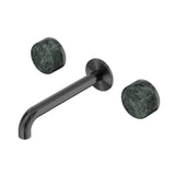 Nero Serenity Wall Basin Set 220mm Spout w/ Verde Alpi Handle Gunmetal 24D048GM - Tapware 3 Piece
