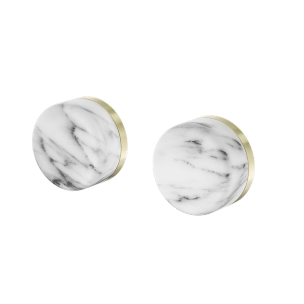 Nero Serenity Wall Top Assembly w/ Arabescato Corchia Handle Brushed Gold 24D008BG - Bathroom Wall Mixers