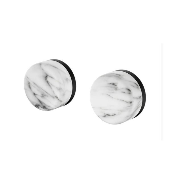 Nero Serenity Wall Top Assembly w/ Arabescato Corchia Handle Matte Black 24D008MB - Bathroom Wall Mixers