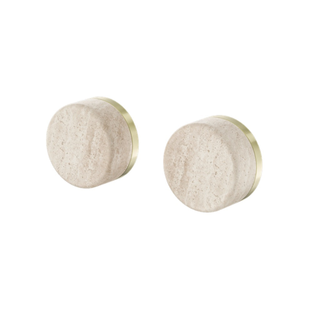 Nero Serenity Wall Top Assembly w/ Rome Travertine Handle Brushed Gold 24D007BG - Bathroom Wall Mixers