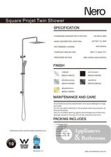 Nero Square Project Twin Shower Gun Metal NR232105EGM - Twin Showers