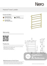 Nero Towel Ladder Heated Graphite NR190002HGR - Towel Ladder