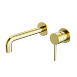 Nero Wall Basin/Bath Mixer (Separate Plates) 185mm Spout Brushed Gold NR250810CBG - Wall Mixers & Spouts