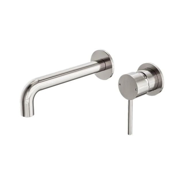 Nero Wall Basin/Bath Mixer (Separate Plates) 185mm Spout Brushed Nickel NR250810CBN - Wall Mixers & Spouts