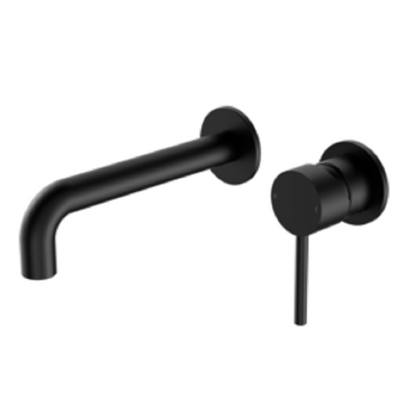Nero Wall Basin/Bath Mixer (Separate Plates) 185mm Spout Matte Black NR250810CMB - Wall Mixers & Spouts
