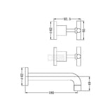 Nero X Plus Wall Basin Set Fixed Spout - Brushed Gold Tapware 3 Piece