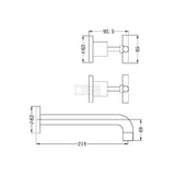 Nero X Plus Wall Basin Set Fixed Spout - Matte Black Tapware 3 Piece