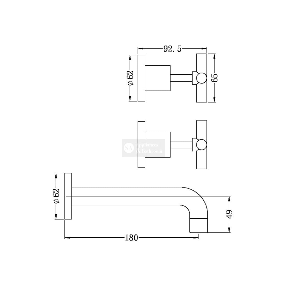 Nero X Plus Wall Basin Set Fixed Spout - Matte Black Tapware 3 Piece