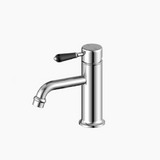 Nero York Straight Basin Mixer w/Black Porcelain Lever Chrome NR692101B03CH - Basin Mixers