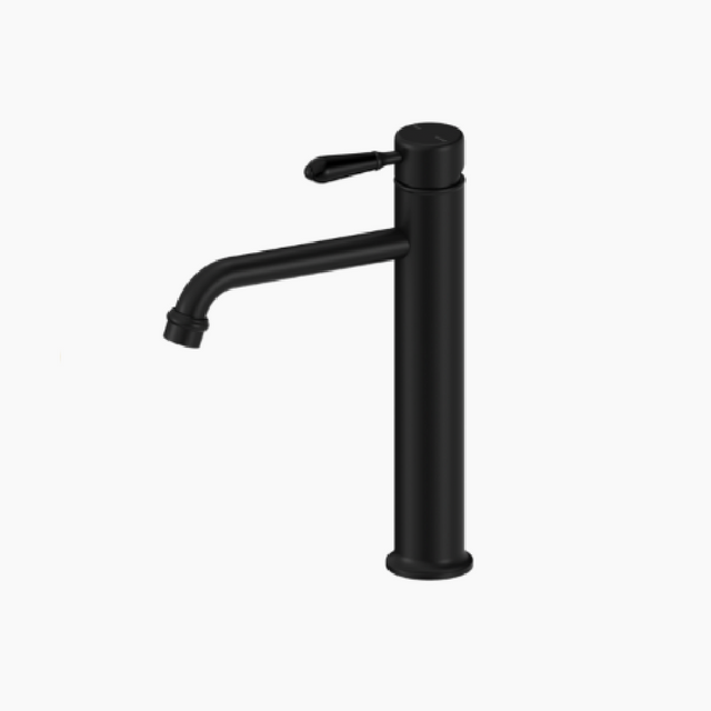 Nero York Straight Tall Basin Mixer Metal Lever Matte Black NR692101A02MB - Basin Mixers