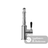 Nero York Tall Basin Mixer Hook Spout With Black Porcelain Lever Chrome NR69210203CH - Basin Mixers
