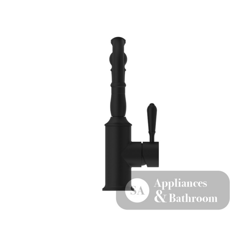Nero York Tall Basin Mixer Hook Spout With Metal Lever Matte Black NR69210202MB - Basin Mixers