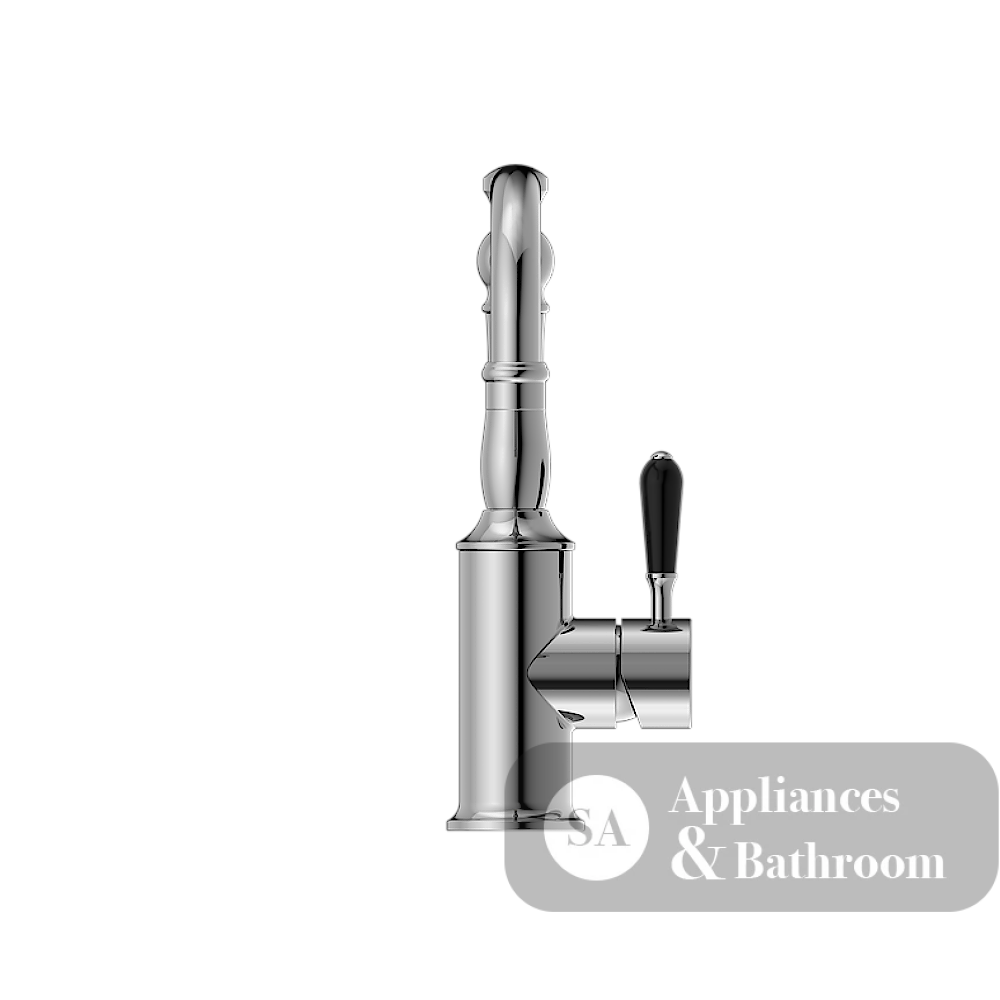 Nero York Tall Basin Mixer With Black Porcelain Lever Chrome NR69210103CH - Basin Mixers