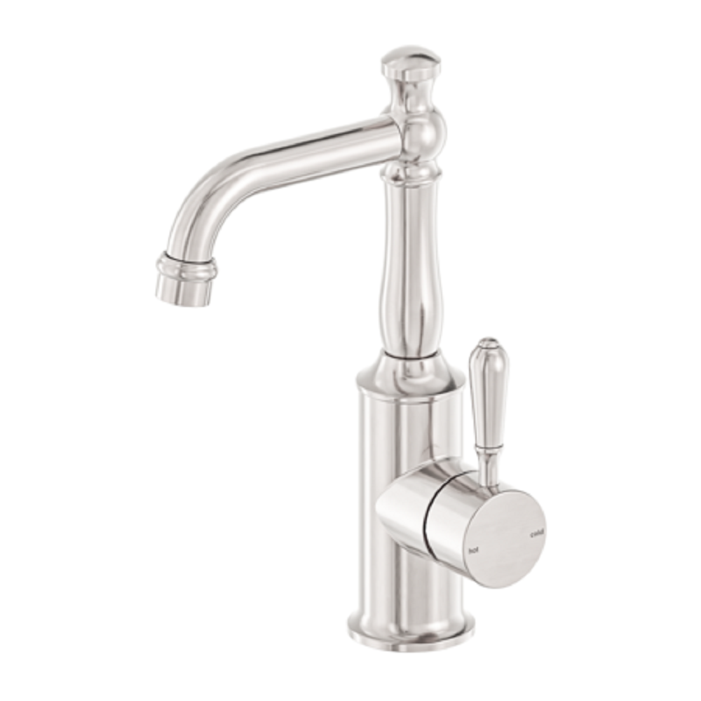 Nero York Tall Basin Mixer With Metal Lever Brushed Nickel NR69210102BN - Basin Mixers
