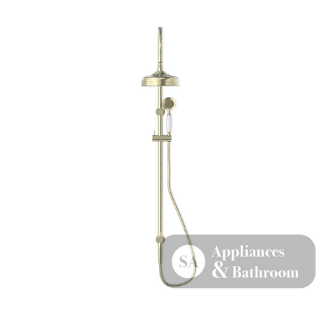 Nero York Twin Shower with White Porcelain Handle Aged Brass NR69210501AB - Twin Showers