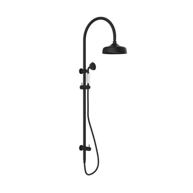 Nero York Twin Shower with White Porcelain Handler Matte Black NR69210501MB - Twin Showers