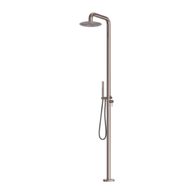 Nero Zen Outdoor Freestanding Shower Column 300mm Brushed Bronze NR162205ABZ - Twin Showers