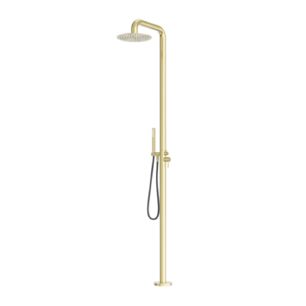 Nero Zen Outdoor Freestanding Shower Column 300mm Brushed Gold NR162205ABG - Twin Showers