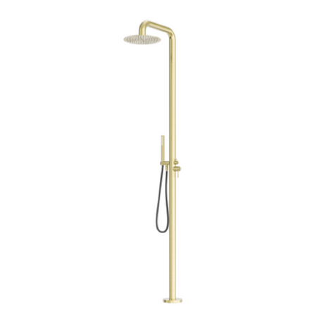 Nero Zen Outdoor Freestanding Shower Column 300mm Brushed Gold NR162205ABG - Twin Showers