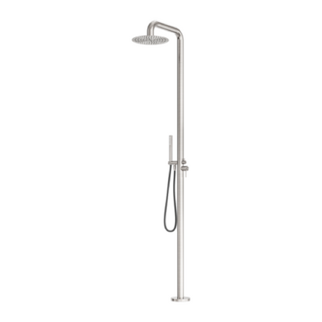 Nero Zen Outdoor Freestanding Shower Column 300mm Brushed Nickel NR162205ABN - Twin Showers