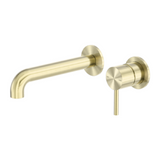 Nero Zen Wall Basin/Bath Mixer 230mm Spout (Separate Plates) Brushed Gold NR162210B230BG - Wall Mixers & Spouts