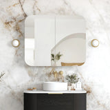Otti SSQ9075B Newport 900x750mm Black Oak Shaving Cabinet