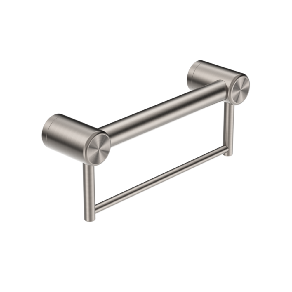 Nero Mecca Care 32mm Grab Rail With Towel Holder 300mm Brushed Nickel NRCR3212BBN