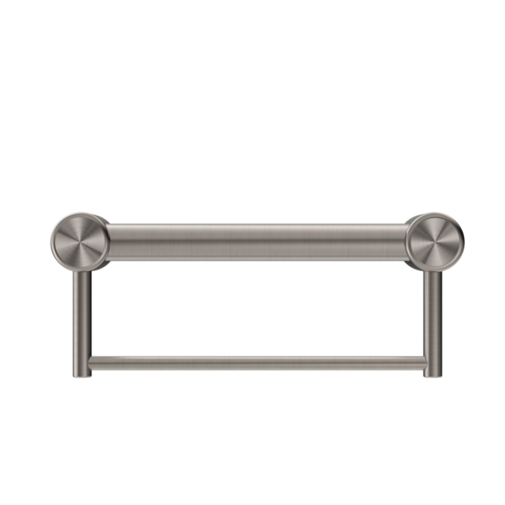 Nero Mecca Care 32mm Grab Rail With Towel Holder 300mm Brushed Nickel NRCR3212BBN