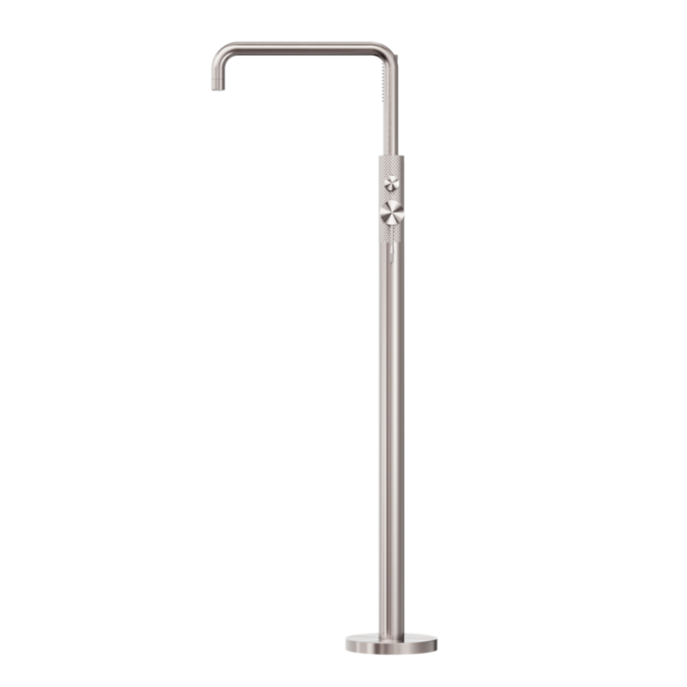 Nero Opal Freestanding Bath Mixer With Hand Shower Brushed Nickel NR251903ABN