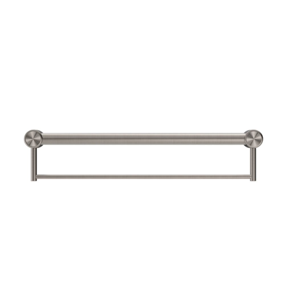 Nero Mecca Care 32mm Grab Rail With Towel Holder 600mm Brushed Nickel NRCR3224BBN