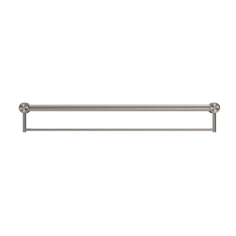 Nero Mecca Care 32mm Grab Rail With Towel Holder 900mm Brushed Nickel NRCR3230BBN