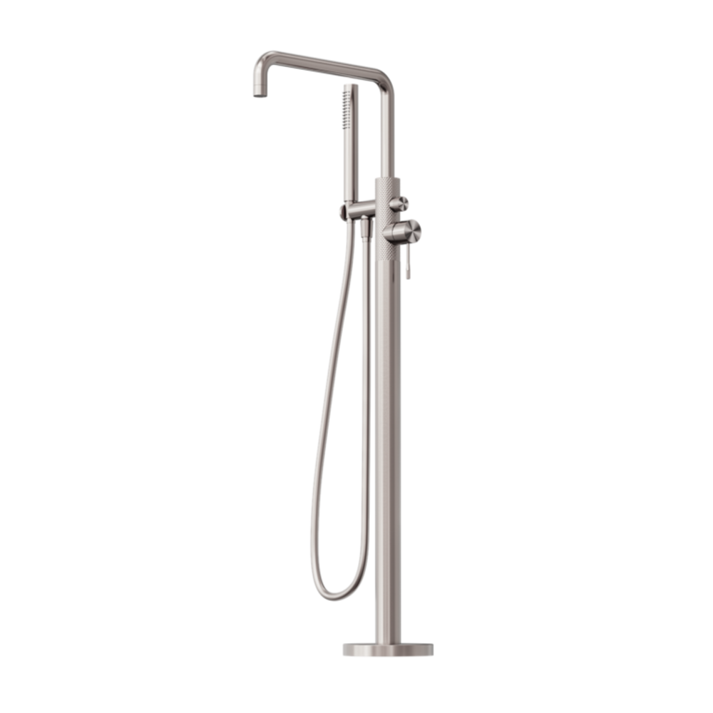 Nero Opal Freestanding Bath Mixer With Hand Shower Brushed Nickel NR251903ABN