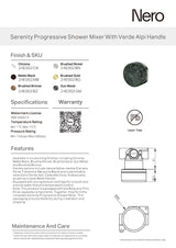 Nero Serenity Progressive Shower Mixer w/ Verde Alpi Handle Brushed Nickel 24E002BN