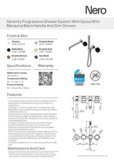 Nero Serenity Progressive Shower System w/ Spout w/ Marquina Black Handle And Slim Shower Gunmetal 24E129GM