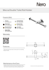 Nero Mecca Double Toilet Roll Holder Brushed Nickel NR1986dBN