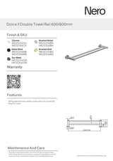 Nero Dolce Double Towel Rail 800mm Chrome NR2030DCH