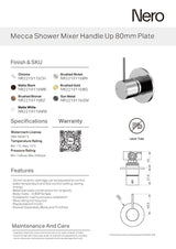 Nero Mecca Shower Mixer Handle Up Matte White NR221911BMW