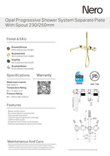 Nero Opal Progressive Shower System (Separate Plates) 250mm Graphite NR252003B250GR